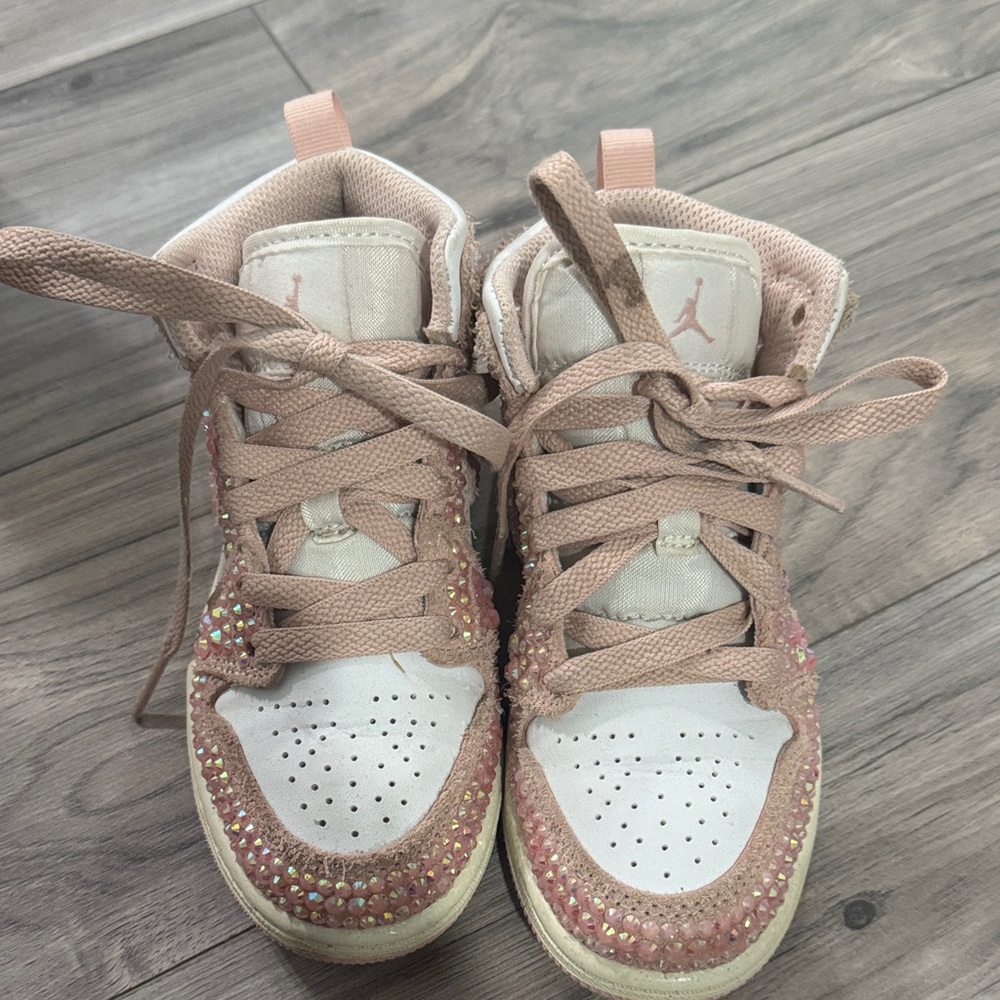 Nike Kids Custom Bedazzled Pink Sneakers
